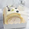 Transparent Cake Roll Packaging Box with Handle Eco-friendly Clear Plastic Cheese Cake Box Baking Swiss Roll Box