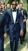 Nieuwste Button Navy Blue Wedding Bruidegom Tuxedos Sjaal Revers GroomsMen Mens Diner Blazer Pakken (Jas + Broek + Tie) 257