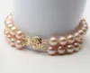 Handmade charming 2 rows pink 7-8mm genuine natural freshwater aquaculture pearl bracelet 20cm fashion jewelry