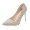 Kvinnors Högklackat Bröllop Brudtärna Skor Suede Pointed Stiletto Heels Fashion Office Lady Temperament Women's High Heels