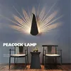Minimalistiska inomhusväggslampor med byte Dekorativ sängvägg Sconce Lights Plug in Peacock Metal Base Wide 5.5 i hög 14.17in
