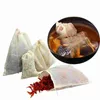 Hight Quality Draagbare 100 ST 8x10cm Katoen Musine Herbruikbare Trekkoord Tassen Verpakking Bad Zeep Kruiden Filter Tea Bags