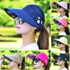 Sun Visor Rabo de Cavalo Chapéu mulheres Aba Larga floral Capa de proteção sunhat dobrável Verão disquete Praia Packable chapéus Ao Ar Livre