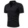 Pólo Camisa Homens Forma Sólida Tshirt Verão V Neck Cruz Cruz Lace Up Fitness Slim Mens Tops Vintage Manga Curta Polo Camisa J190728