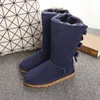 Vente chaude-stralia femmes fille classique bottes de neige de luxe noeud papillon cheville Demi arc fourrure botte hiver noir Châtaigne