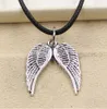 Collier avec pendentif ailes d'ange tibétain en argent, breloque ras du cou, cordon en cuir noir, prix d'usine, bijoux faits à la main, nouvelle mode