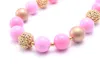 Pink+Gold Color Baby Kid Chunky Necklace Fashion Toddlers Girls Bubblegum Bead Chunky Necklace Jewelry Gift For Children