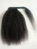 Hot Sale Kinky Straight Virgin Human Hair Malaysian Ponytail För Black Women, Clip In Hair Extensions Wrap Around Tail Gratis Frakt 120g