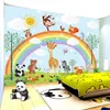 Dropship 3D Hand Painted Cartoon Rainbow Animal Kindergarten Baby Room Bedroom Wardrobe Wallpaper Wall Mural Sticker Home1376389