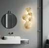 Luminária de parede para decoração de sala de estar, com lâmpadas led g4, iluminação de cabeceira para quarto, formato de folha de lótus, arandela de parede myy323p