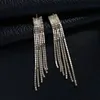 Wholesale-tassel bridal wedding dangle earrings for women luxury designer colorful bling diamond danling earrings engagement dinner jewelry