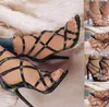 2020 новый летний женщины квадратный носок сандалии дамы змея печати ремешками мулы 10,5 см высокие каблуки тапочки женская мода роскошные женские туфли
