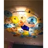 Modern Crystal LED Flush Mount Ceiling Chandelier Lights Fixture Flower Plate Murano Glass Home Lamps for Bedroom Kitchen Living Room