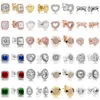 2019 NUOVI orecchini in argento sterling 100% 925 Signature Bow Square Drill Love Heart Ear Studs Charm Pandora Beads Fit Original DIY Dangler gift