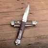 Newest KOBUN CS Horizontal Automatic Tactical Folding Knife 8Cr13 Satin Blade Wood Handle Outdoor Bill DeShivs EDC Pocket Knives With Nylon Sheath