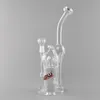 JM Flow Sci Glass Recycler Oil Rig bong 11 inches recycler rigs with jmflow red logo