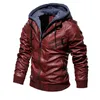 Men's Leather Jacket Casual Motorcycle Removable Hooded Pu Leather Jacket 2019 New Male Zipper PU Coat Warm Outerwear Plus Size