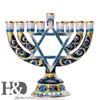 H&D Hanukkah Hand Painted Enamel Candle Holder Chanukah Menorah Temple Hexagonal Star of David Candlesticks 9 Branch Home Party Y200109