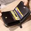 Nueva Llegada Lindo Cremallera Monedero Bordado Cartera de Cuero de Las Mujeres Corto Delgado Mini Bolsa de dinero Tarjeta Moneda Monederos Titulares Clip K6059