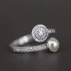 Witte Kristallen Parel Heldere CZ Diamant 925 Sterling Zilveren Ring Set Originele Doos Voor Lichtgevende Glow Ring Vrouwen Meisjes Bruiloft sieraden7679032