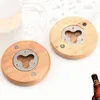 Wooden Round Shape Beer Bottle Opener Coaster Home Decoration 7.1*1.2cm Stainless Steel Beer Bottle Opener ZZA1854