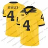 Benutzerdefinierte Iowa Hawkeyes 2019 Fußball Beliebige Nummer Name Weiß Schwarz Gelb #4 Nate Stanley Fant Kittle King Stanzi Epenesa Sargent Jewell Trikot