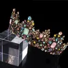 Barokowa królewska korona Kolorowa galaretka kryształowy rhinestone kamienna tiara dla kobiet kostium ślubnych akcesoria do włosów 2067920