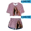 New Arrival 3D Addison-Rae Exposed Navel T shirt+shorts women's/girl's two-piece sets Casual Summer 3D Addison-Rae two-piece