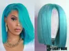 Straight Short Bob Wigs 99j Blue 613 Blonde 13x4 Lace Front Human Hair Wig Pink Green Straight Ombre Wigs235W
