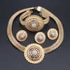Gioielli africani Collana con ciondoli Orecchini Dubai Set di gioielli in oro per le donne Set di gioielli con anelli per bracciale da sposa