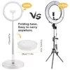 Selfie Ring Light with Round Base Dimmable Flexible Phone Holder for Live Stream/Makeup, UBeesize Mini Desktop Led Camera Ringlight
