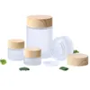 5g 10g 15g 30g 50g 100g Esvaziar Jar geada de creme com madeira Garrafa Tampas Cap vidro caixa Jar Cosmetic Container F409