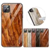 Для iPhone 12 12 про макс XS закаленное стекло чехол для iphone Luxury Wood Grain Soft TPU Край Слим стекла задняя крышка Крышка