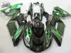 川崎忍者ZX-14 2007 2007 2008 ZX14R 06 07 08 ZX-14R緑色の炎高品質フェアリングキット