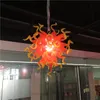 New Crystal Chandelier Red and Yellow Hand Blown Glass Chandelier Pendant Lighting Cheap LED Living Room Lights