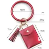 Wristlet Card Väskor Bangle KeyRing PU Läder Myntväska Tassel Armband Plånbok Väskor Tjejer Mode Smycken 10 Design 10st