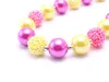 Fashion Yellow+Hot Pink Color Kid Chunky Necklace Designable Children Bubblegum Bead Chunky Necklace Jewelry For Toddler Girls