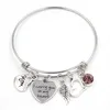 Bracelet en acier inoxydable en gros Je te porte dans mon cœur Bracelet commémoratif familial Bracelet souvenir Maman Papa Grand-mère Souvenir Bracelet cadeau