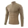 Men039S långärmad armékamouflage snabba torrt skjortor taktisk stridssport tee skjorta utomhus uvprotection 14 zip pullover 7175400