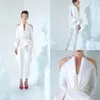 2019 Unikalny design White Suknie Wieczorowe V Neck Długie Rękawy Koronkowe Aplikacje Koraliki Custom Made Prom Suknie Zaręczynowe