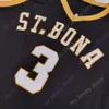 2020 New NCAA St. Bonaventure Bona Bonnies Maillots 3 Jaylen Adams College Basketball Jersey Noir Blanc Tous cousus