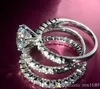 Femmes entières Clear Zircon 10kt White Gold rempli 3in1 Mariage Simulaté Diamond Women Band Ring Set With Box3650411