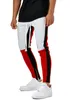 Män Patchwork Sweatpants Red Black Spliced ​​Skinny Byxor Mens Elastiska Midja Hiphop Rap Street Wear Causal Joggers Sweat Byxor