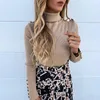 Women's Sweaters 2021 Women Turtleneck Sweater Winter Solid Rivet Long Sleeve Knitted Casual Slim Pullovers Tops