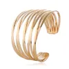 Partihandel-Fashion Ins Luxury Designer Geometrisk Multi Layer Hollow Justerbar Open Manschett Bangle Armband för Kvinna