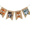猫のペットパーティーフラッグリネンパーティーデコレーション猫の装飾バナーバンティングバナーバナー森林動物誕生日旗ぶら