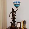 Blue Tiffany Beauty Base Table Lamp Living Room Bedroom Bar Desk Lamp Stained Glass Table Lamps TF085