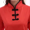 Conjunto de pijamas de seda falsa femininos, chapéu vermelho, roupa de dormir com botão tradicional chinês, 2 peças, camisa, calça, primavera, novo, mxxl