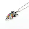 10pcs/lots Retro Colorful Crystal Owl Pendant Necklaces Fashion Jewelry Ms. long sweater chain