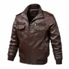 Erkek Mont Chaqueta Hombre Winter Coat Mäns Höst Vinter Vintage Zipper Stand Collar Imitation Jacka Läder Coat Veste